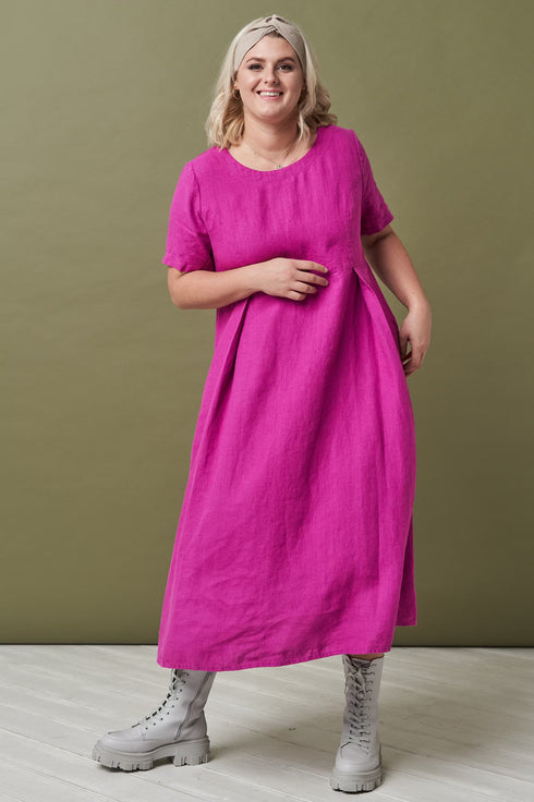 Image 2 of Casual short sleeved linen dress with a zip in the back Madona from Baltic Linen